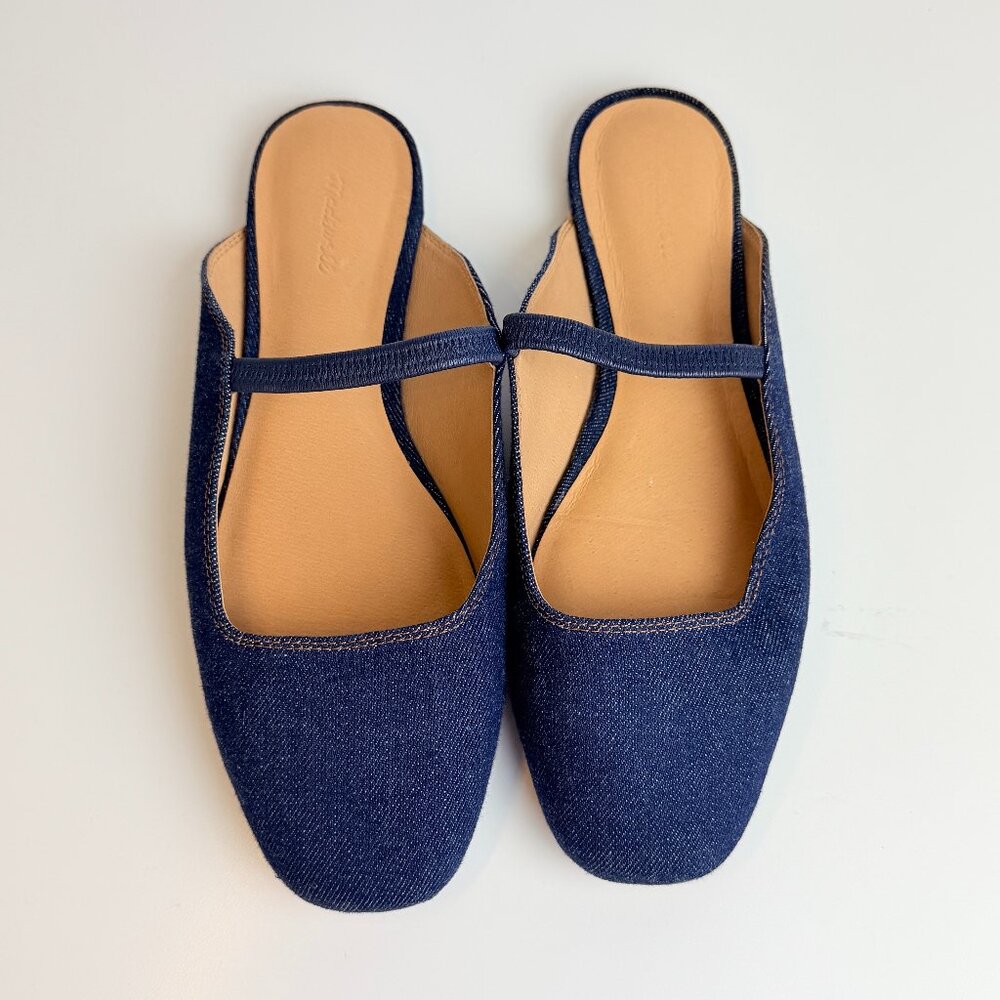 Madewell The Greta Ballet Flat Mule Dark Denim Multi Women’s Size 8.5 Like New
